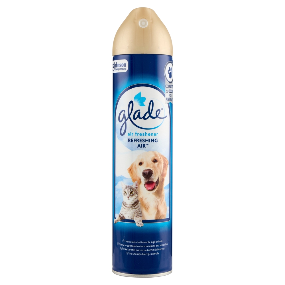 Glade Deodorante per Ambienti Spray Fragranza Refreshing Air™ Combatte odori animali domestici 300ml